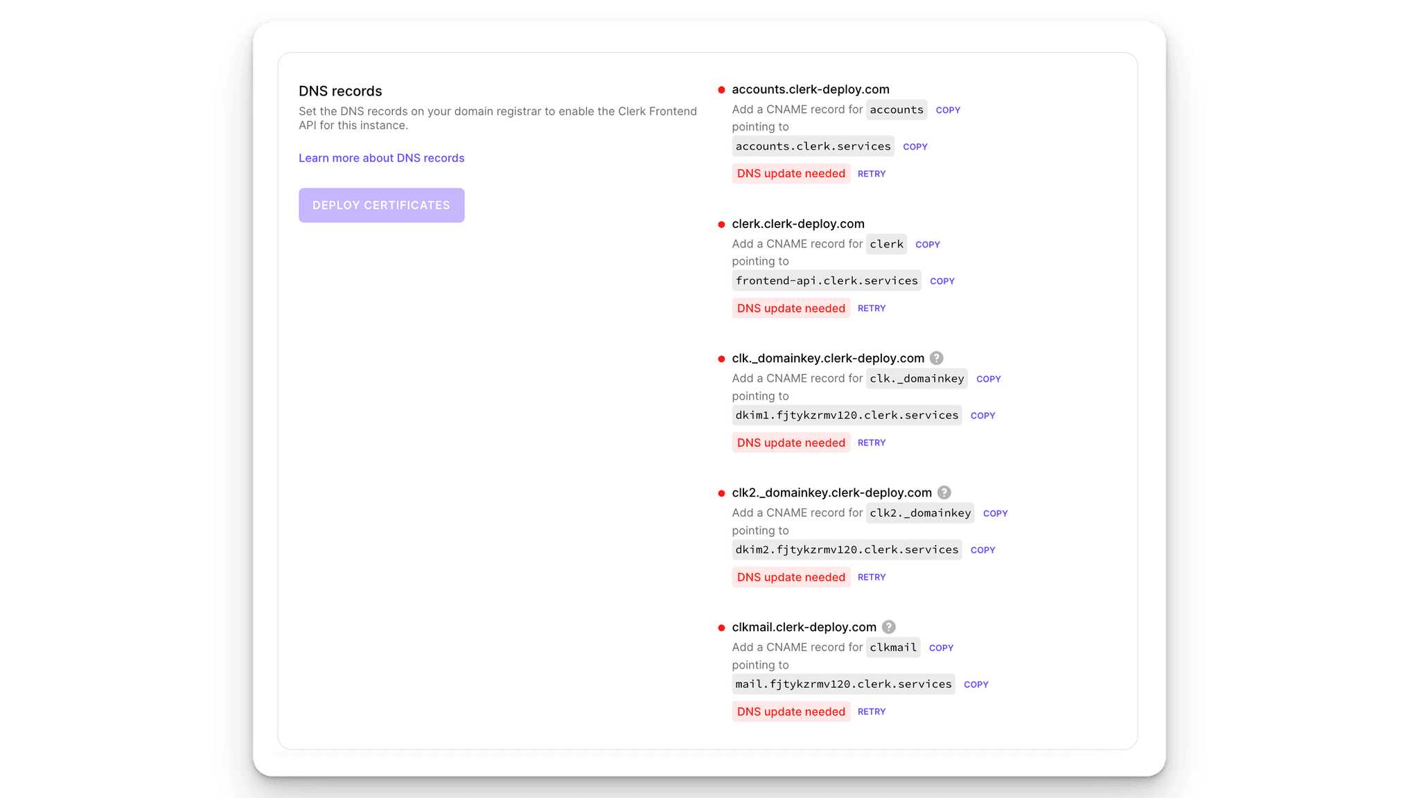 Production DNS Records