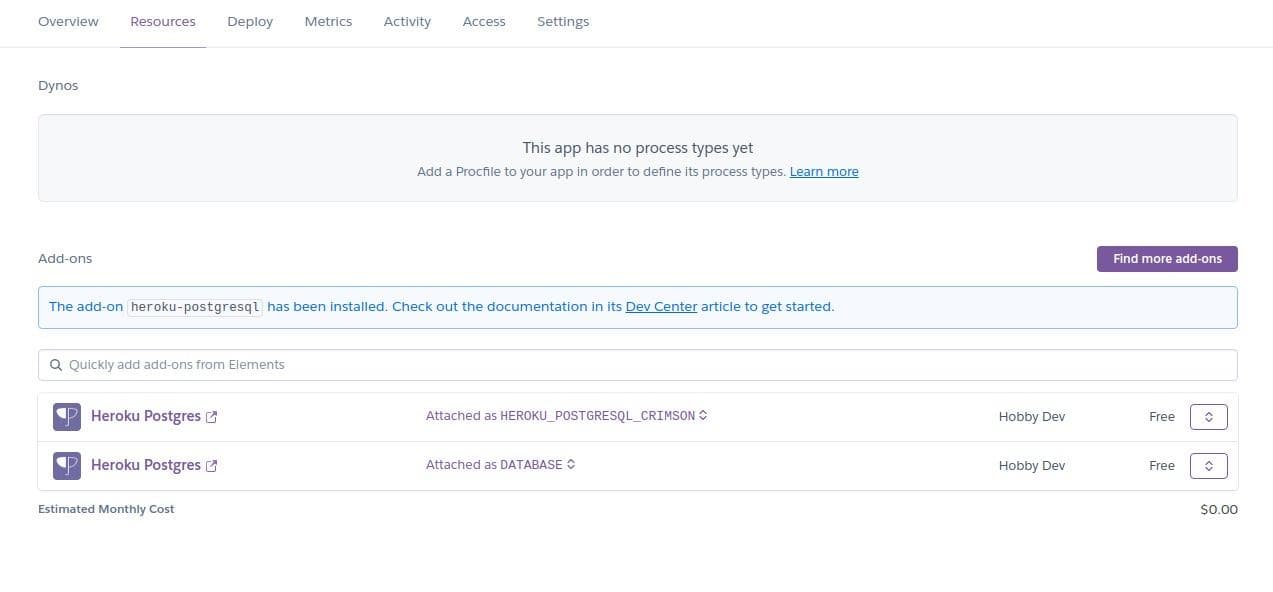 Two databases on Heroku